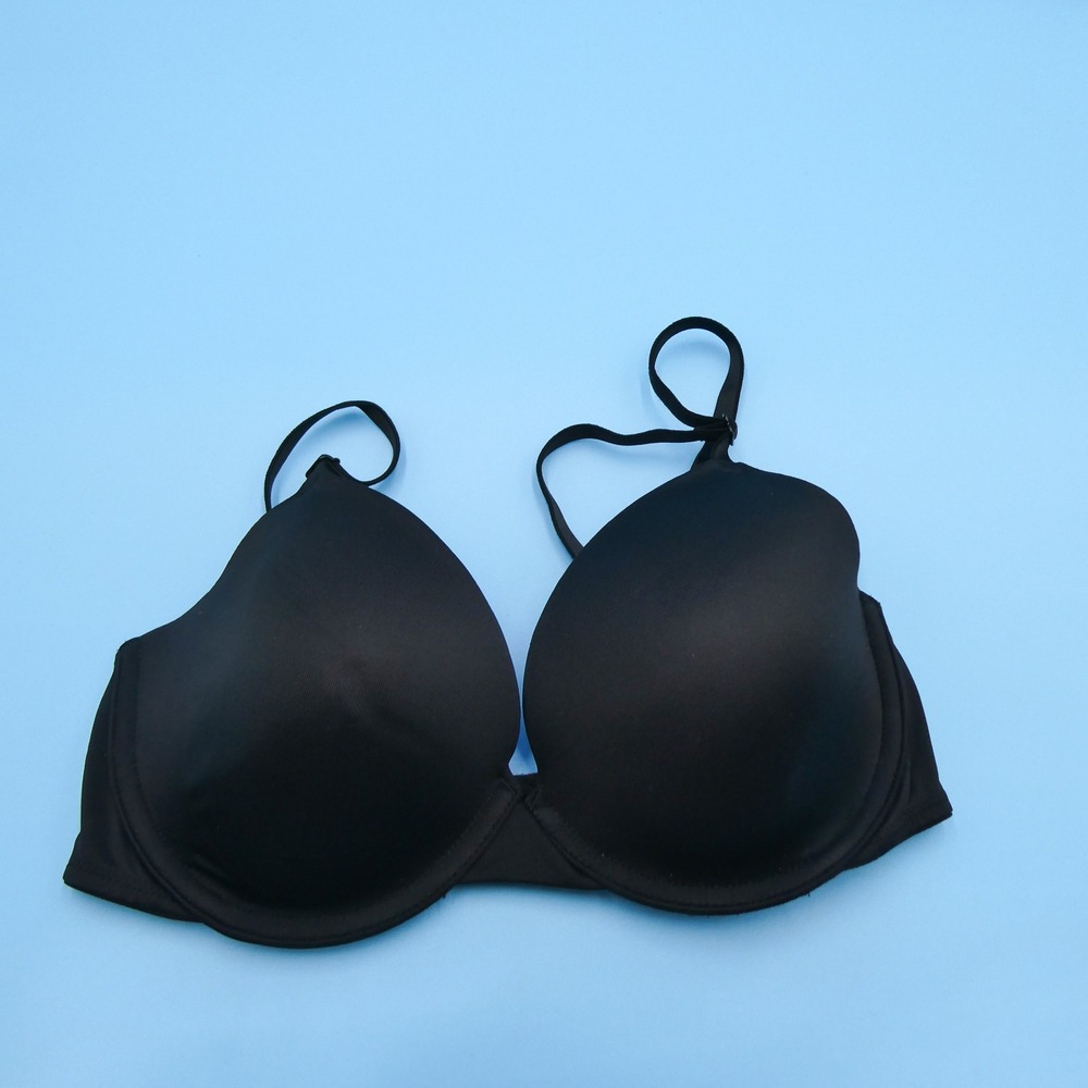 Victorias Secret PINK T-Shirt Bra Womens 32D Wear Everywhere Black Lightly Lined